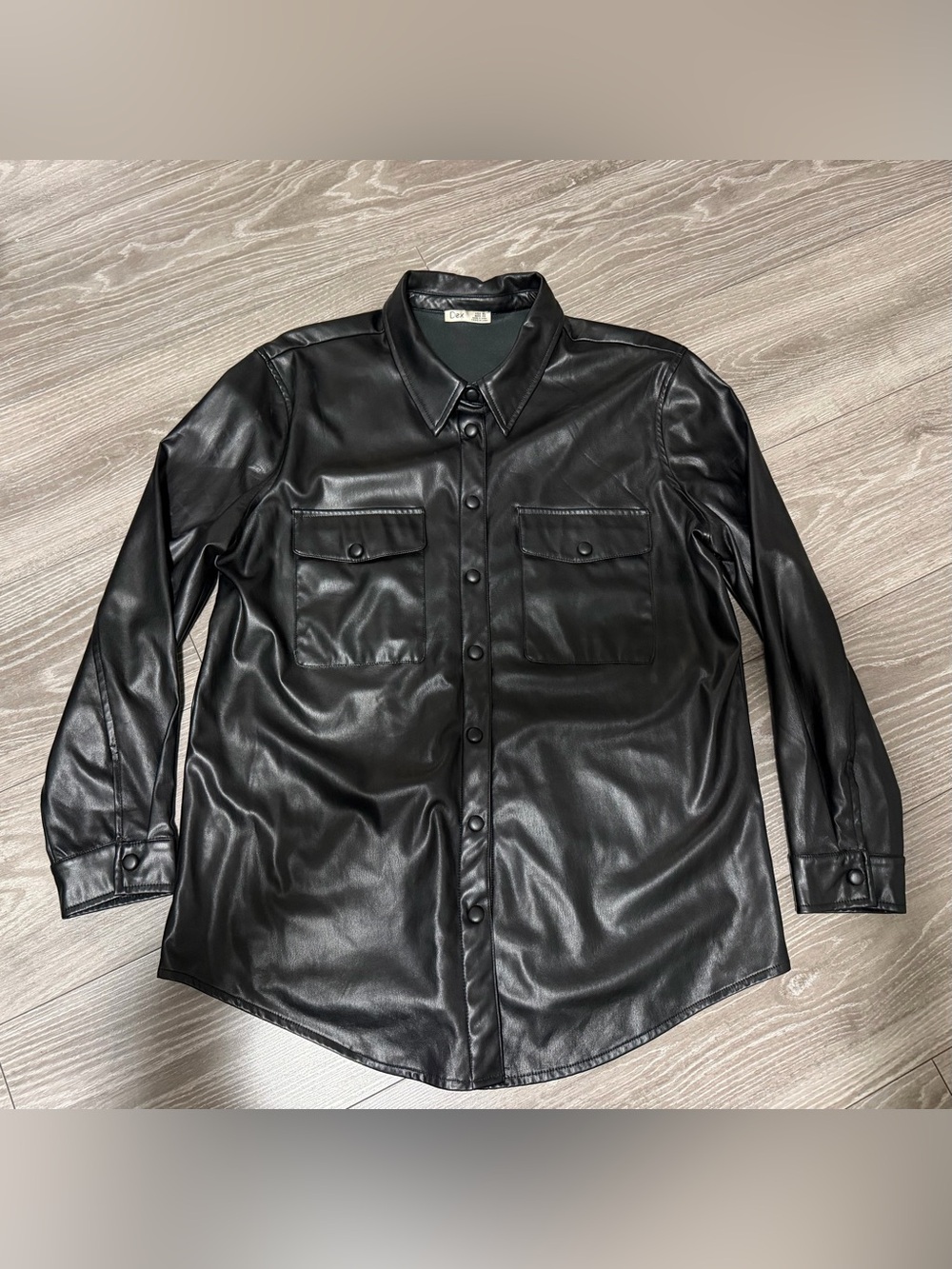 Dex - Faux Leather snap front Shacket